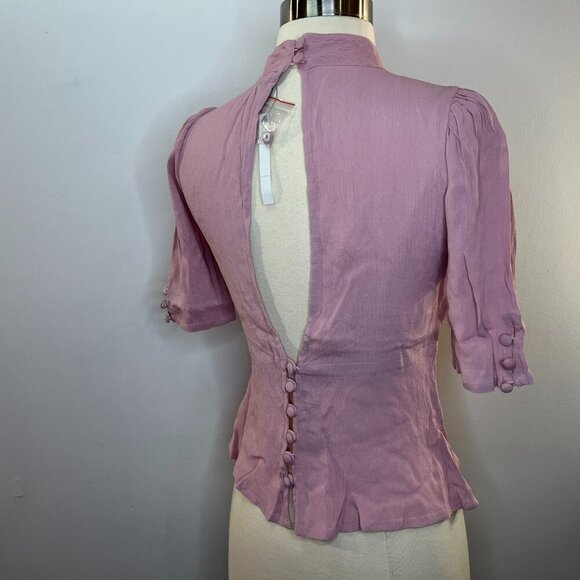 ASOS Women's Light Pink Viscose Embroidered Keyhole Top - Size 0 - NWT - Picture 3 of 3